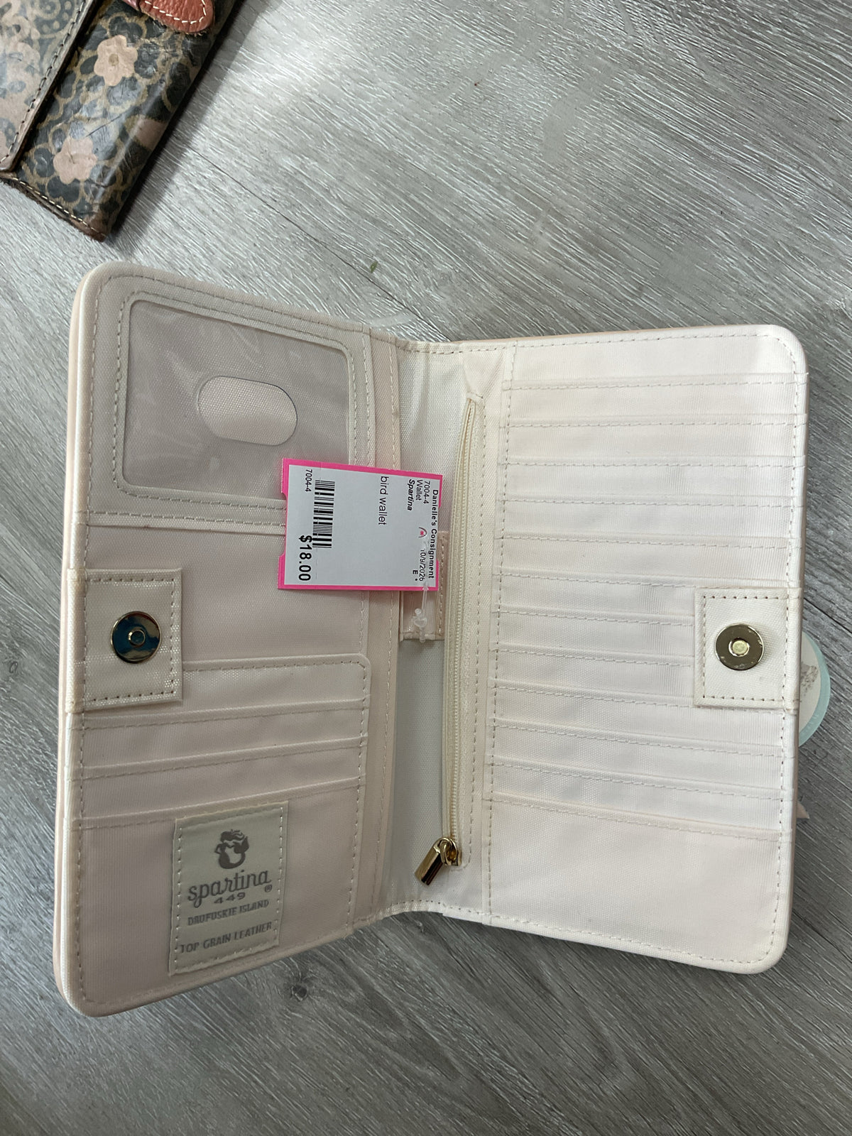Spartina Wallet NWT oversized snap bird & flower embroidered