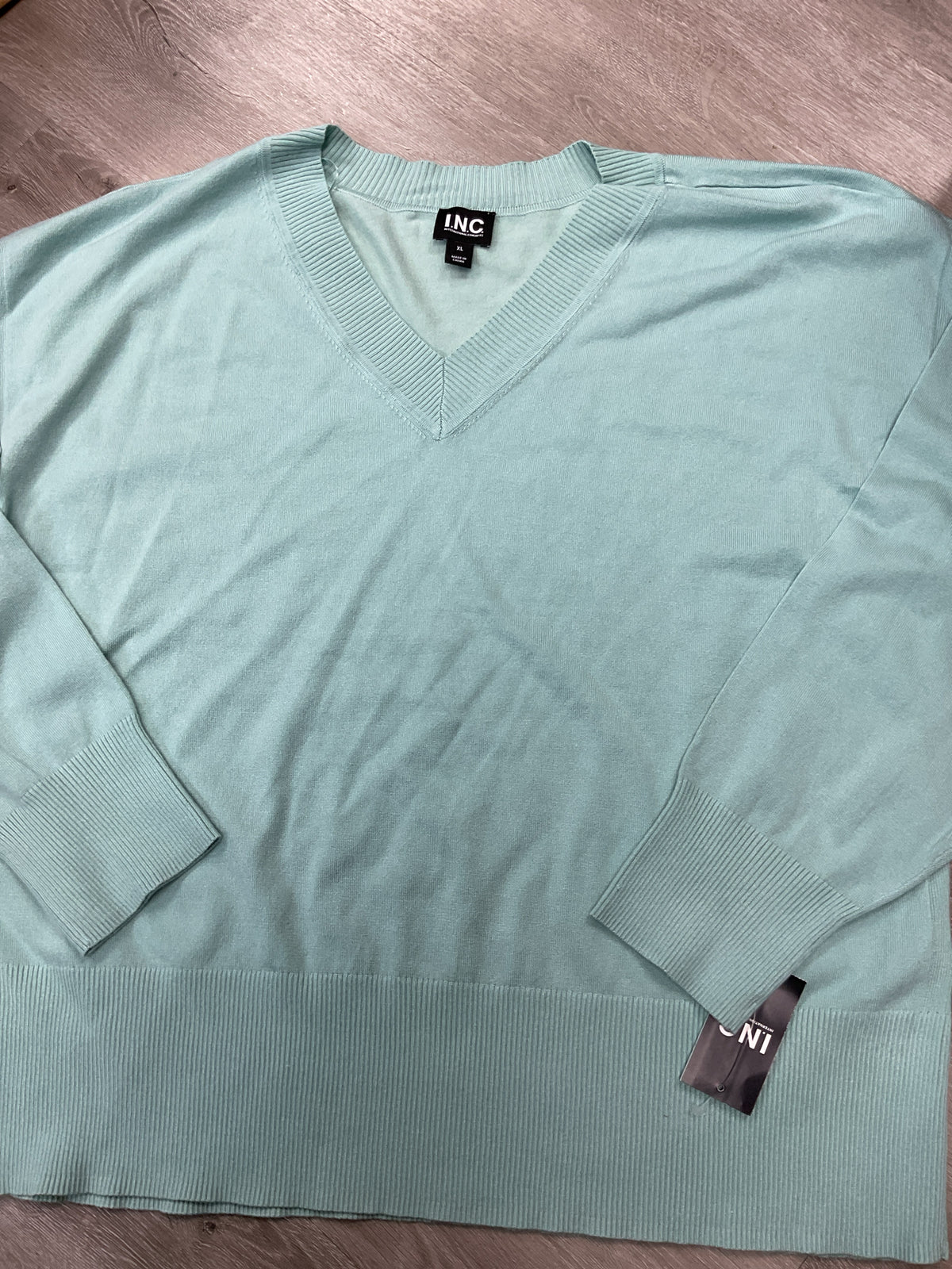 INC Size XL Tulum Blue Sweater v neck NWT soft