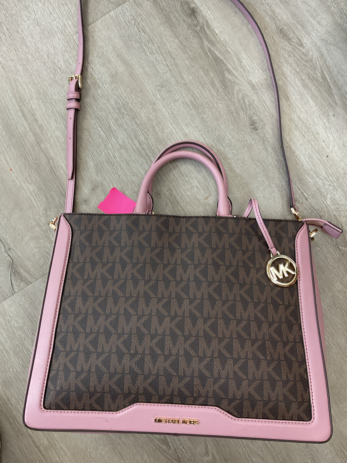 Michael Kors Purse Jessie Large Signiture business tablet purse pink & brown