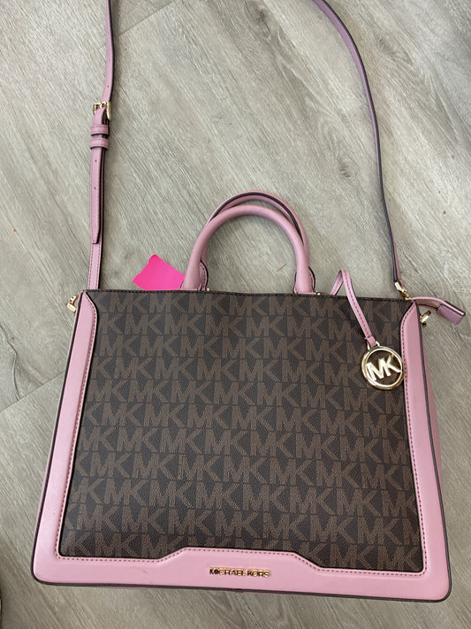 Michael Kors Purse Jessie Large Signiture business tablet purse pink & brown