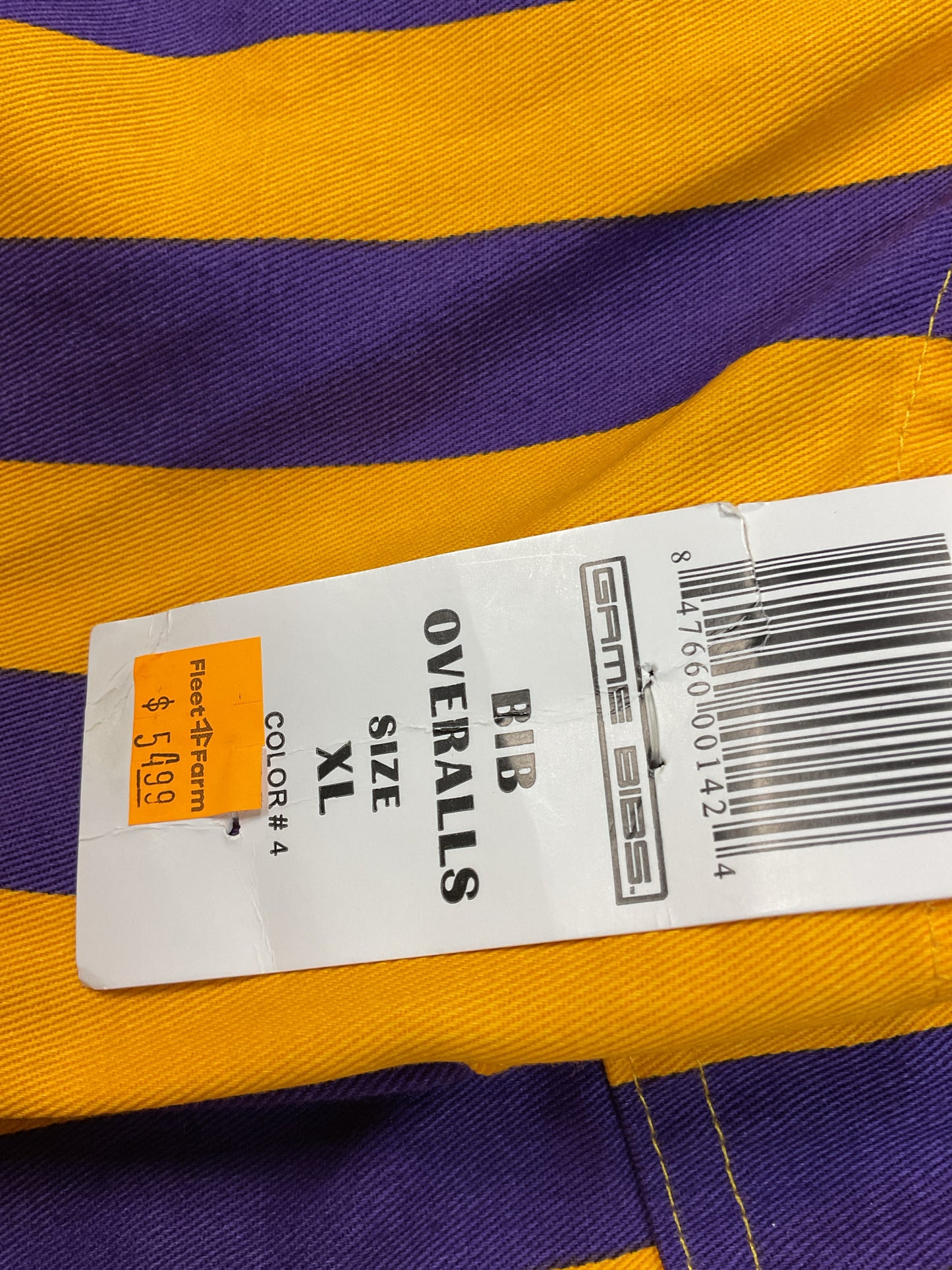 Size XL Game Bibs Purple Overalls NWT tall 34.5" inseam