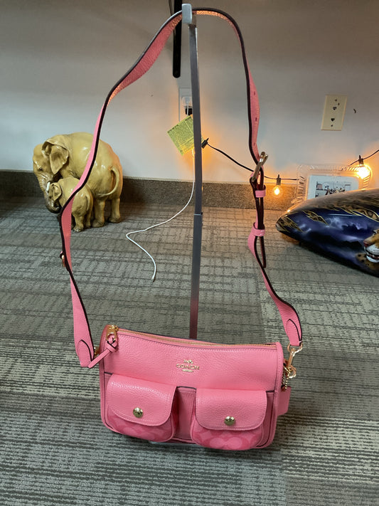 coach Purse Pennie Crossbody Signature Canvas  Pink Lemonade CA906