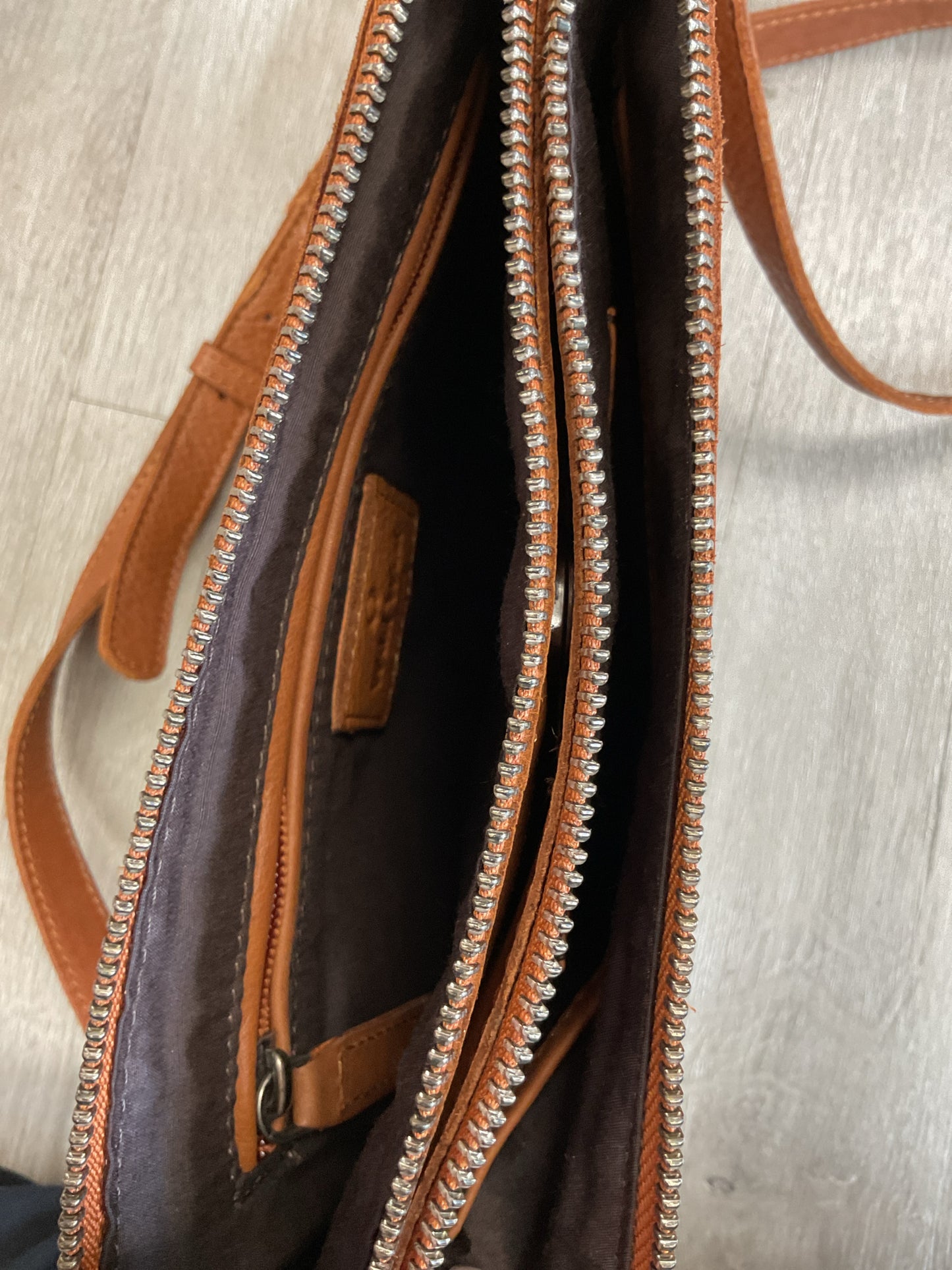 Wild West Purse Tan leather studded crossbody triple compartment