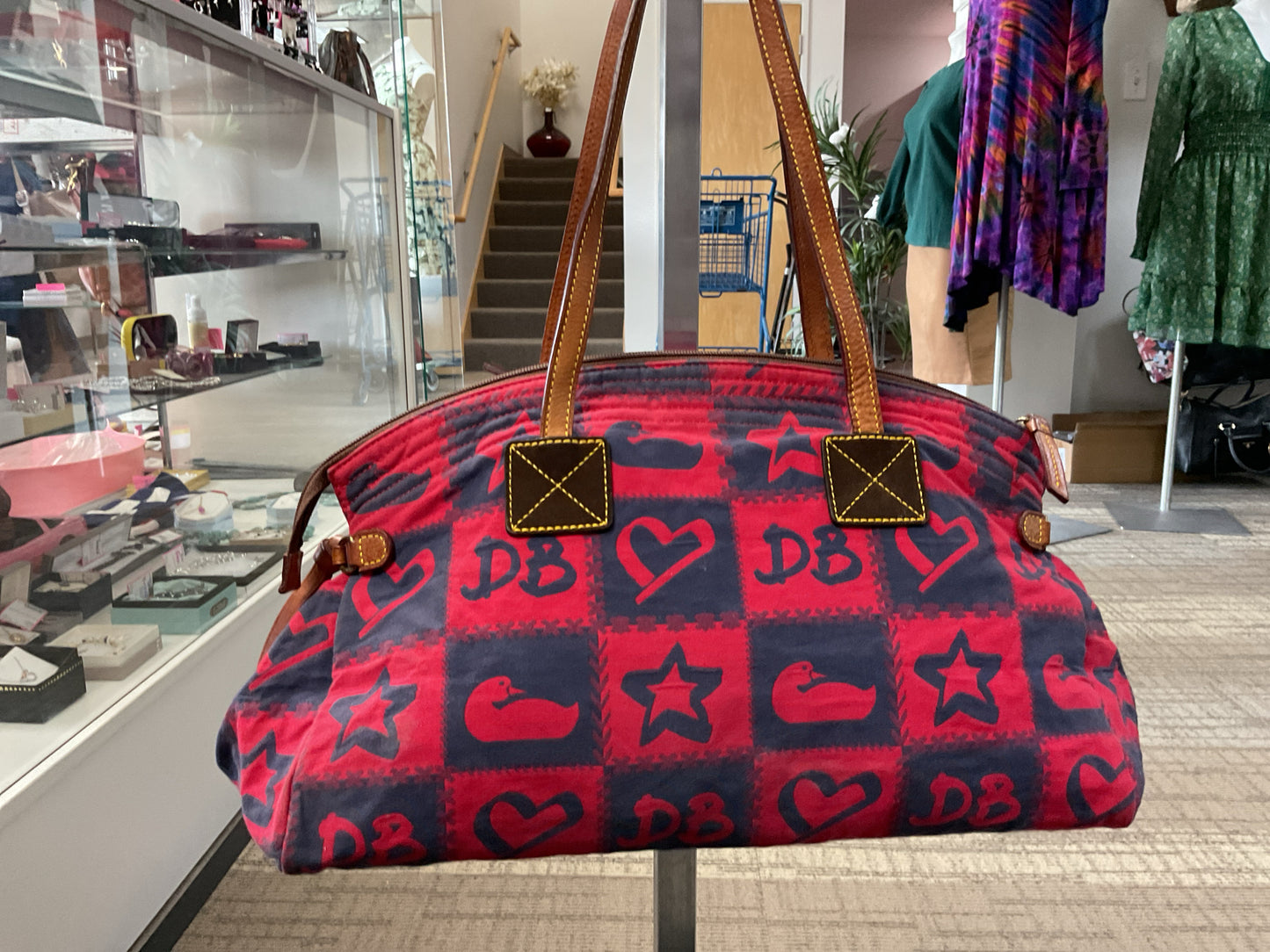 Dooney & Bourke Purse Y2K vintage large shoulder bag red stars hearts