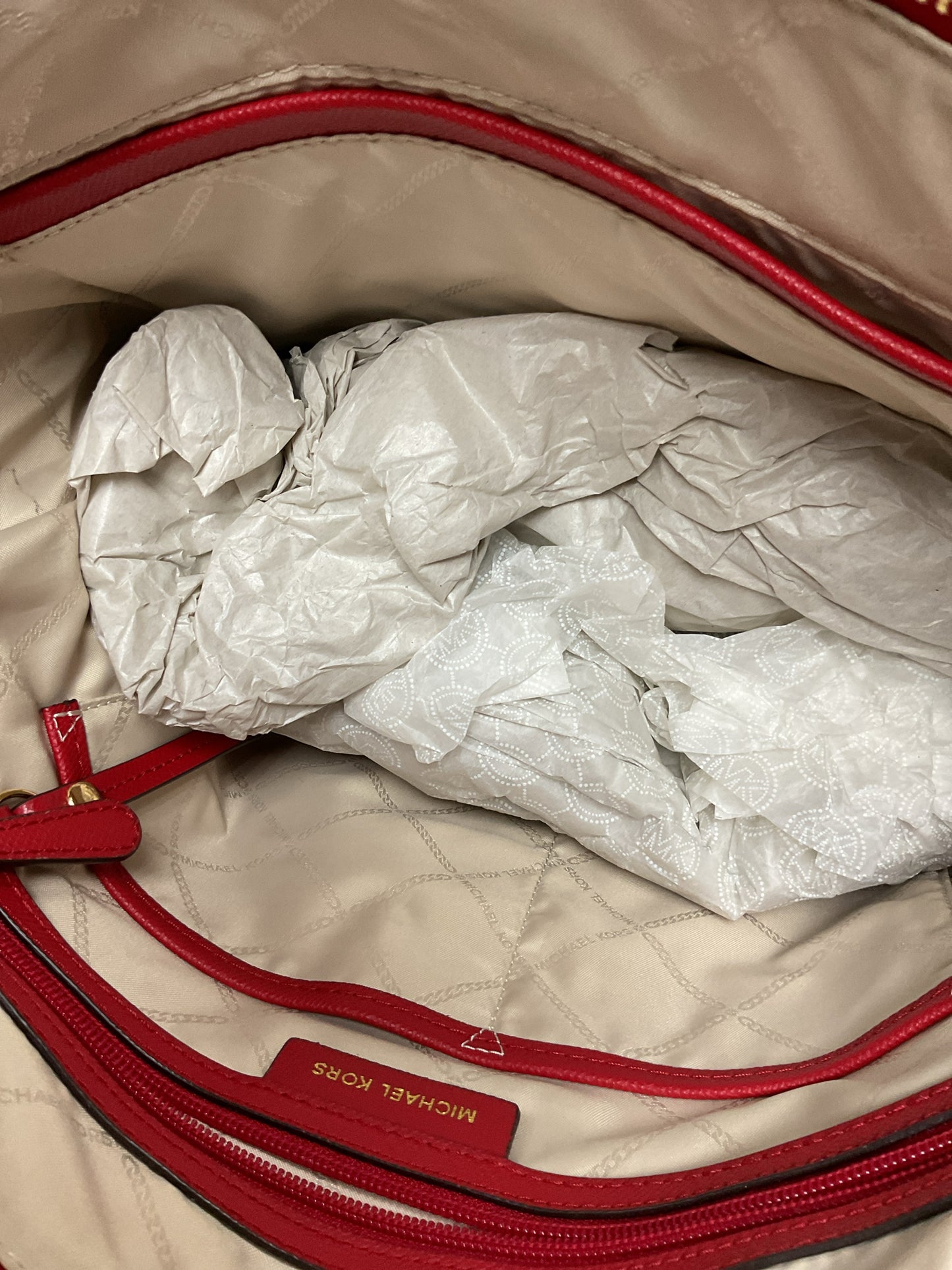 Michael Kors Purse red zip top tote gold zippers