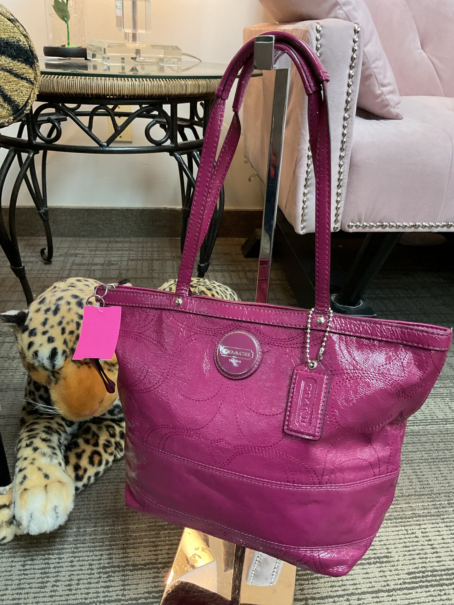 coach Purse Y2K 15142 raspberry patent shoulder bag