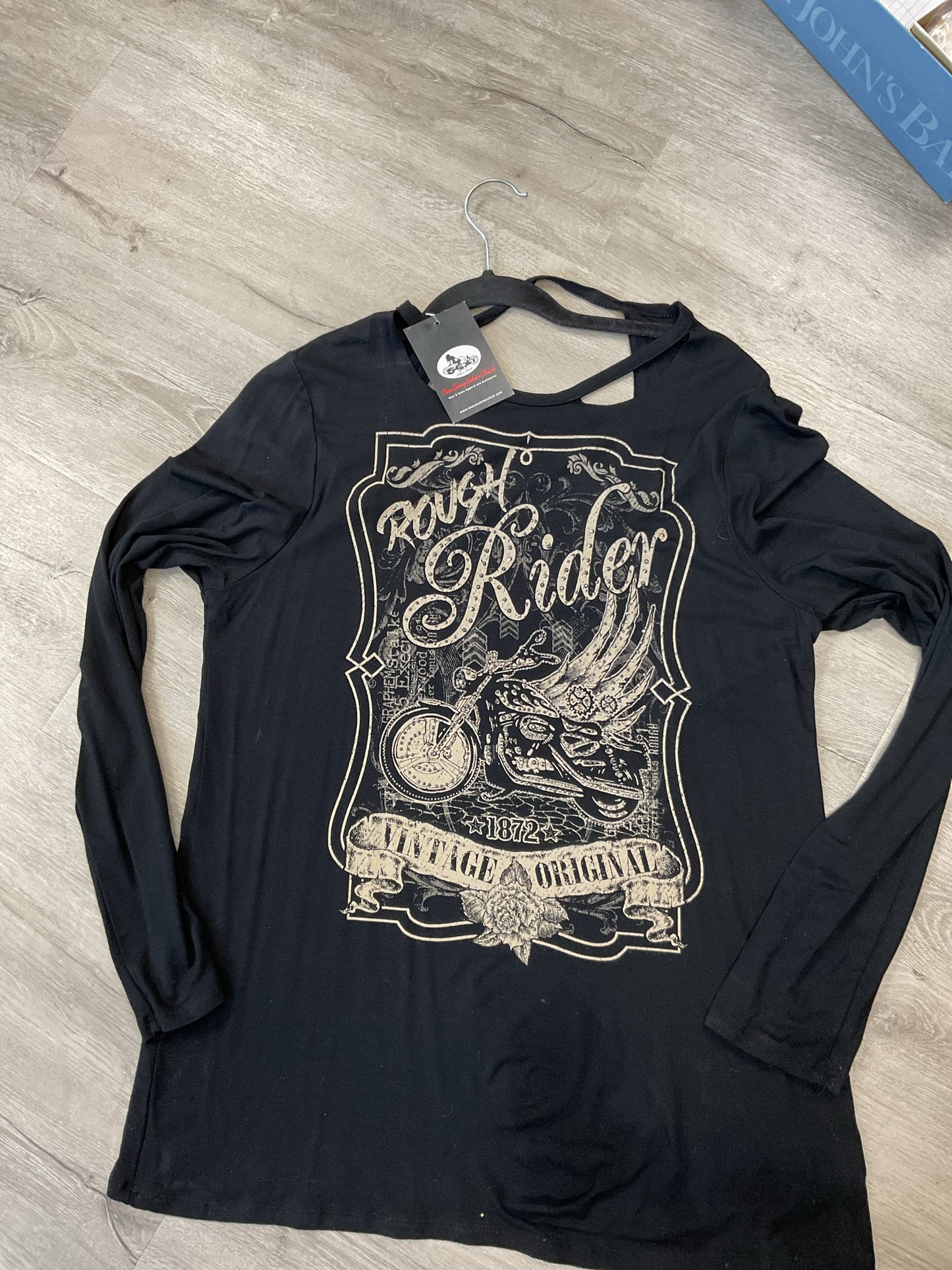 Rough Rider Size XL Black Shirt new long sleeve rhinestone motorcycle top