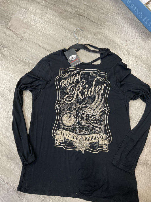 Rough Rider Size XL Black Shirt new long sleeve rhinestone motorcycle top