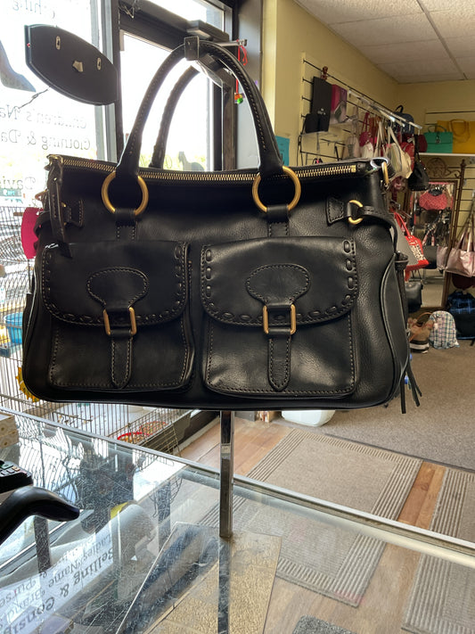 Dooney & Bourke Purse florentine black leather satchel Large with tassels