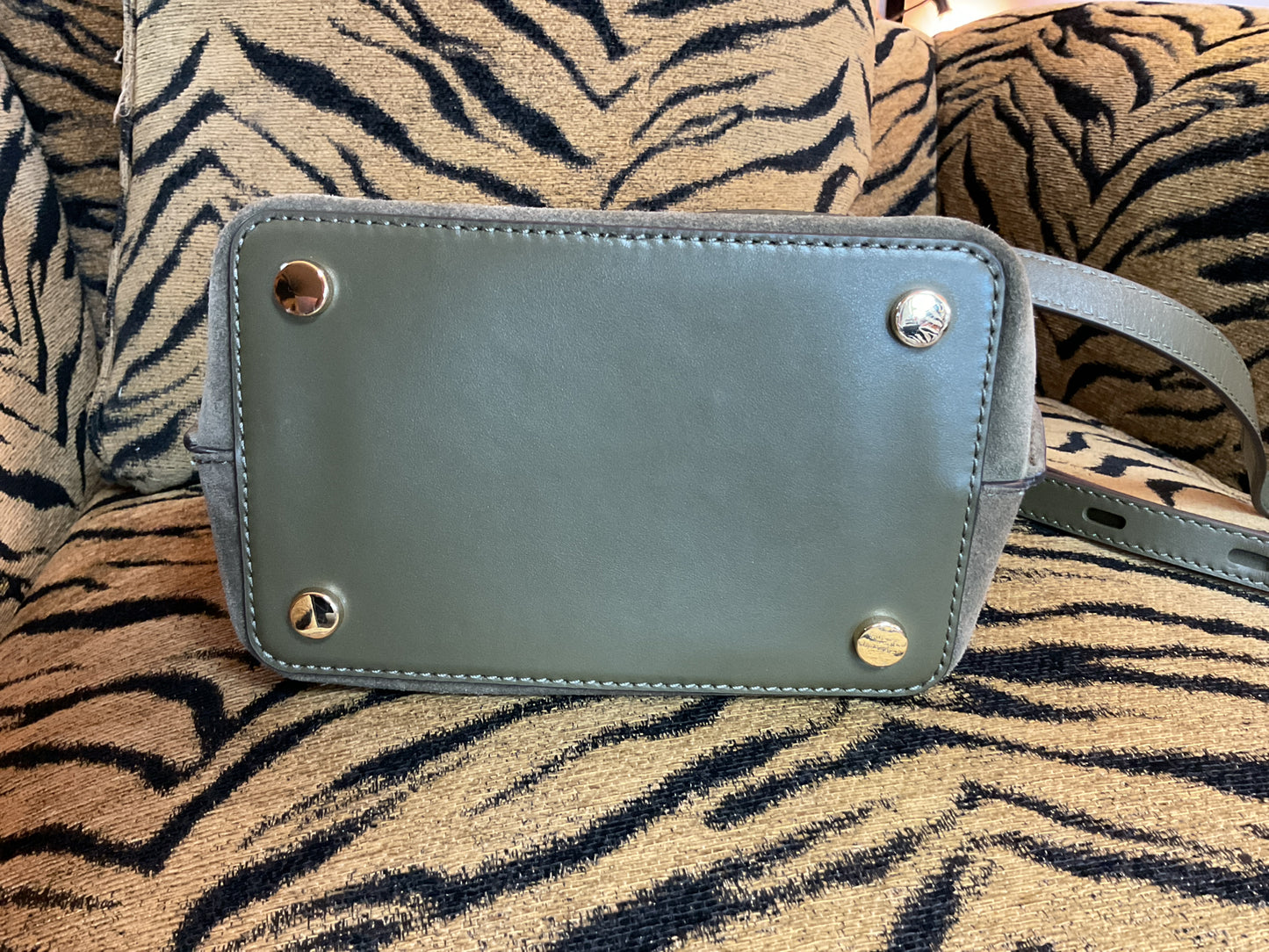 Michael Kors Purse Hamilton Legacy Bag like new olive green suede gold hardware