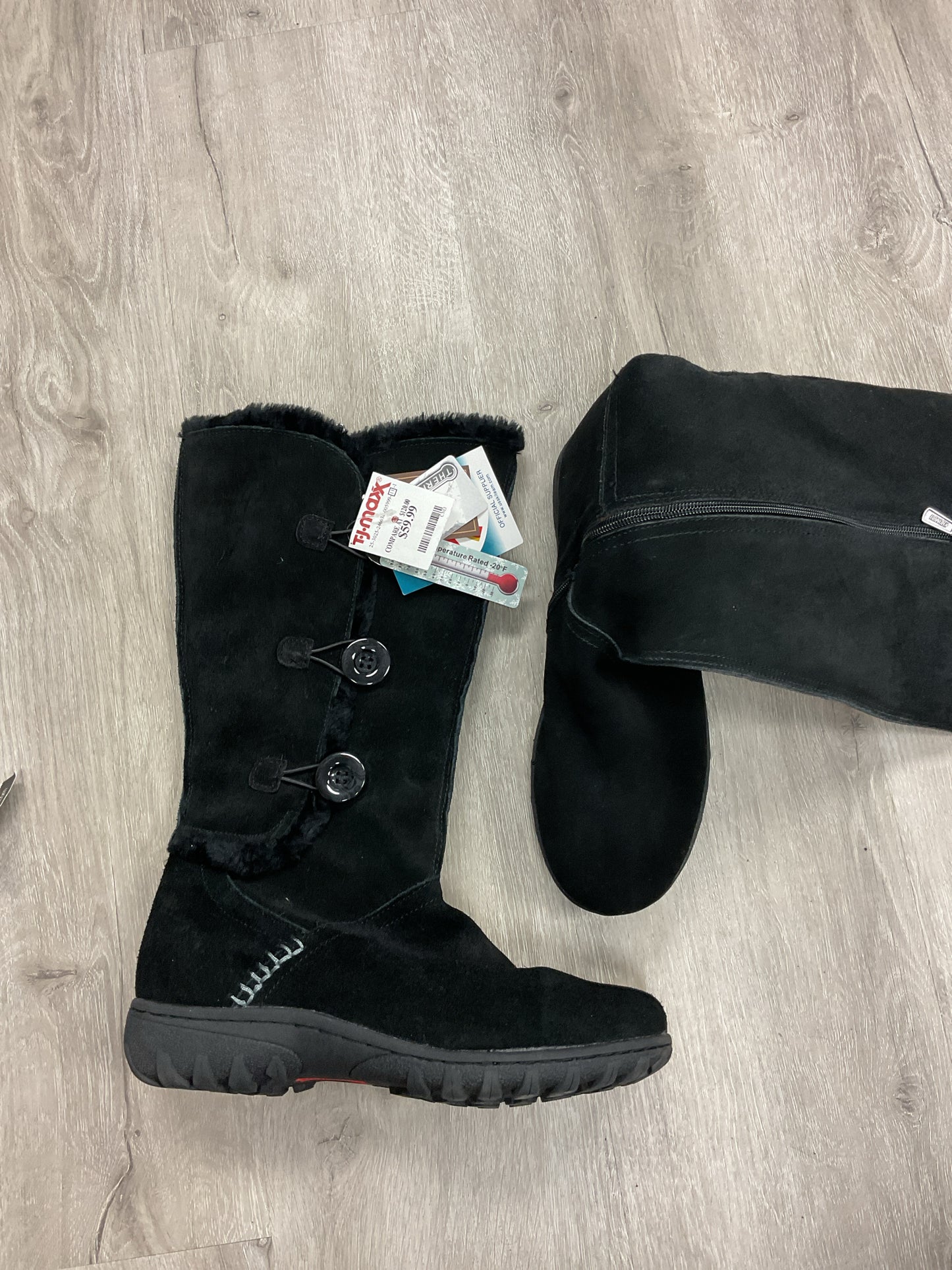 Khombu 9.5 Black Boots SUEDE faux fur lined new tall