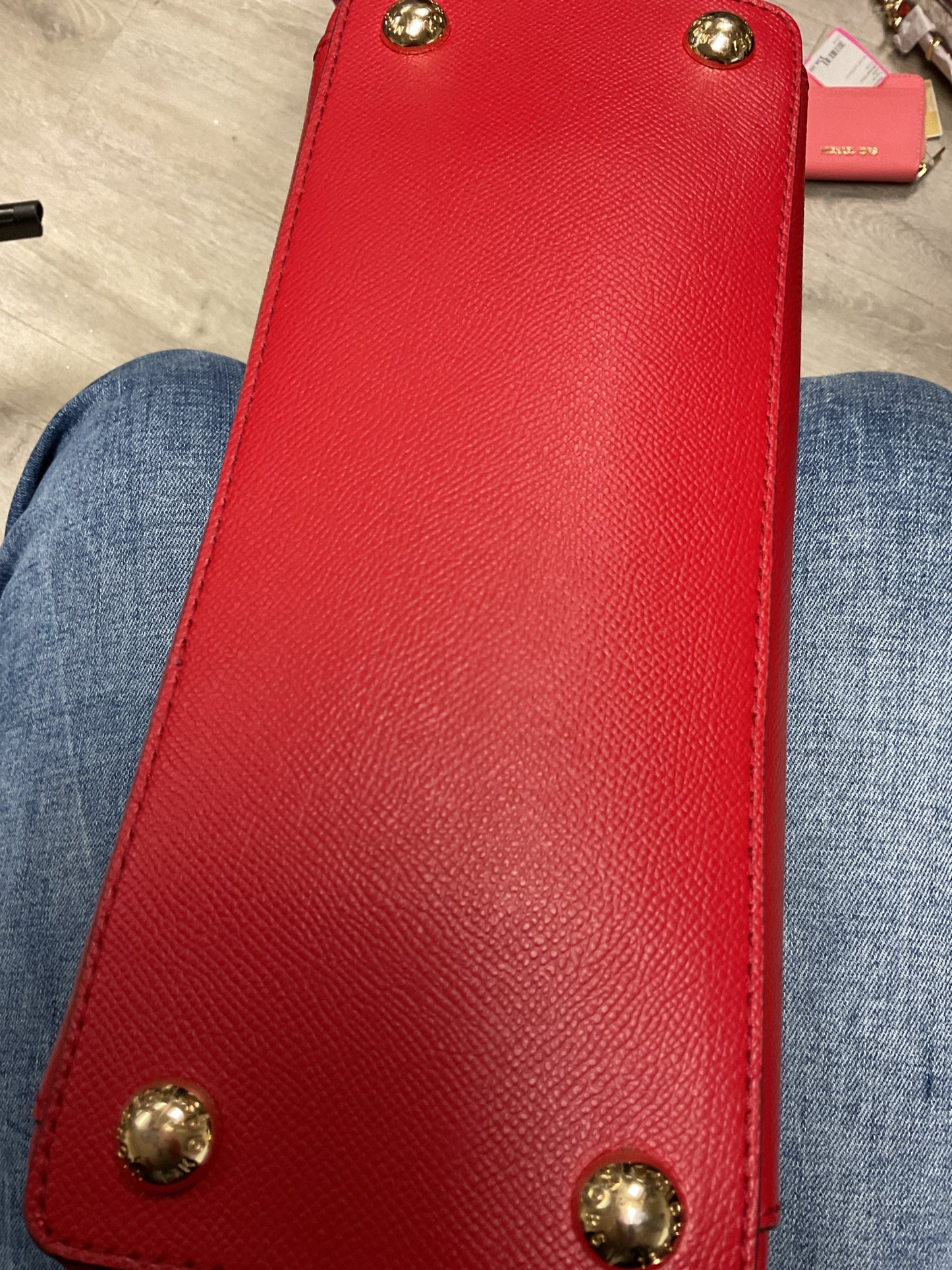 Michael Kors Purse red zip top tote gold zippers