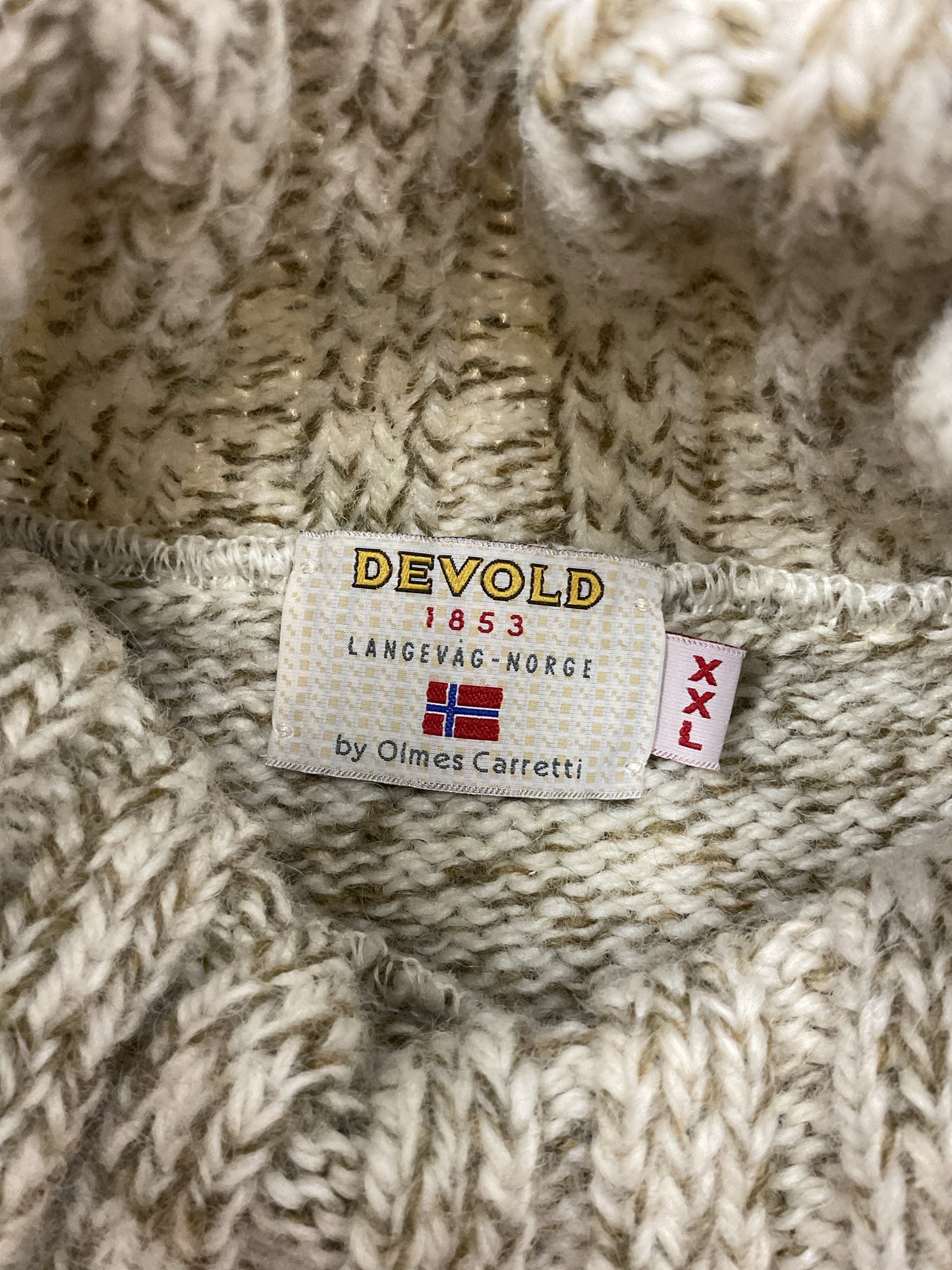 Size XXL Devold Olive Sweater marled Norweigan Pure New Wool turtle neck
