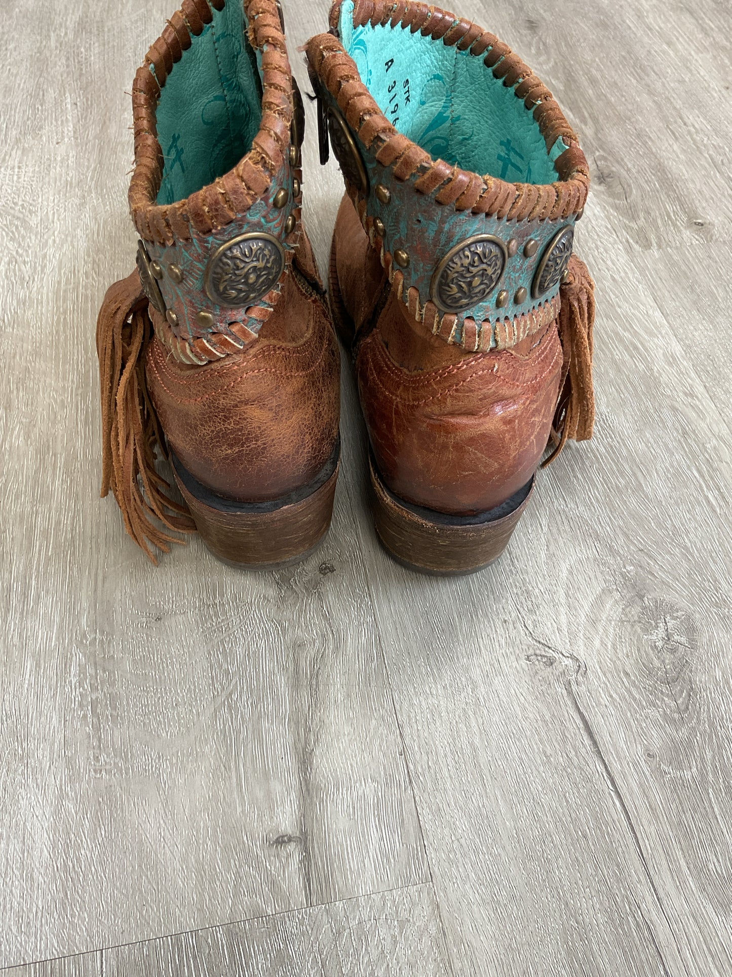 Corral 7.5 Brown Boots ankle fringe booties