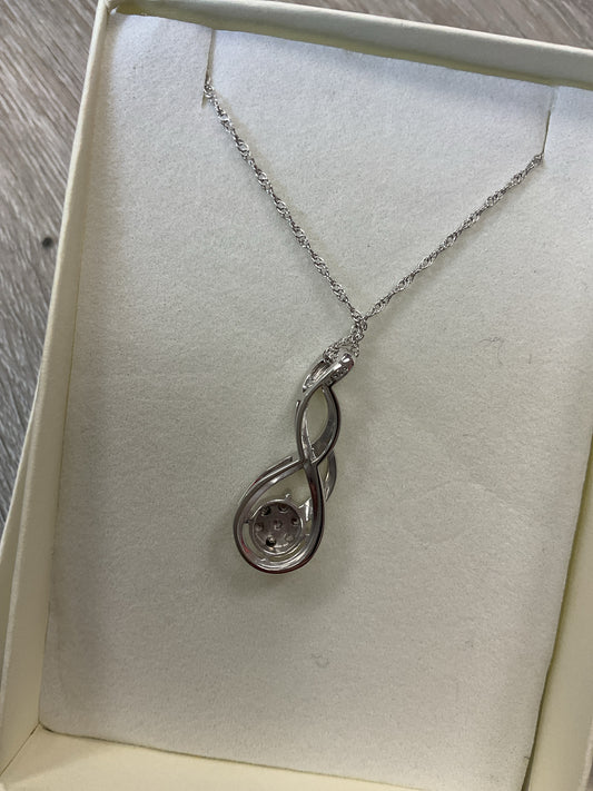 Sterling Silver Necklace diamond swirl pendant New