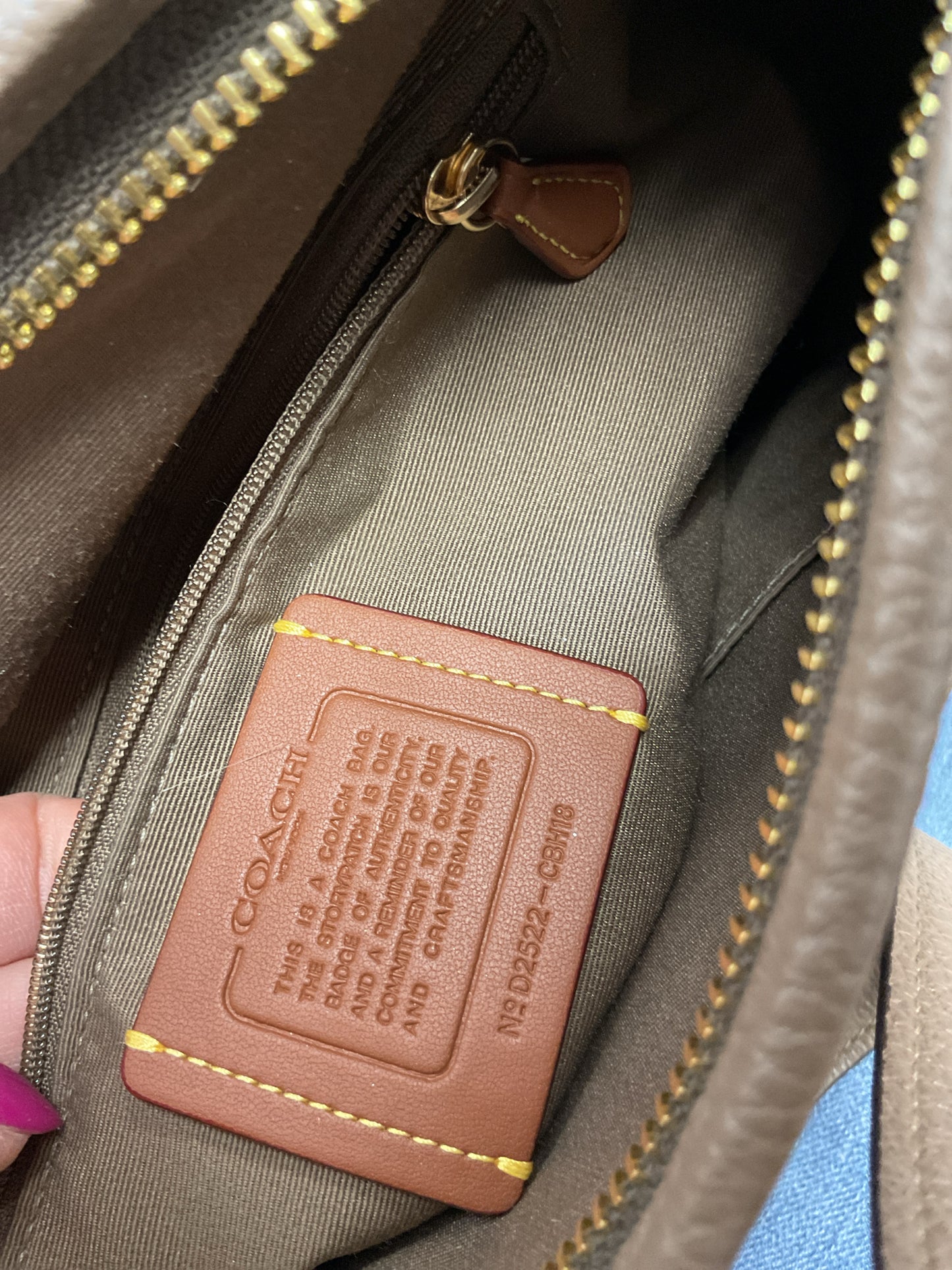 coach Purse CBH18 Jude Crossbody in taupe leather gold hardware