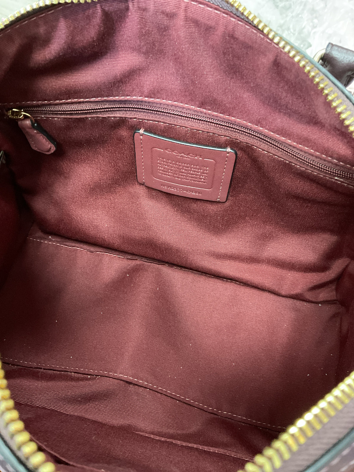 coach Purse Rowan Satchel burgundy Signature Canvas Bag CH280