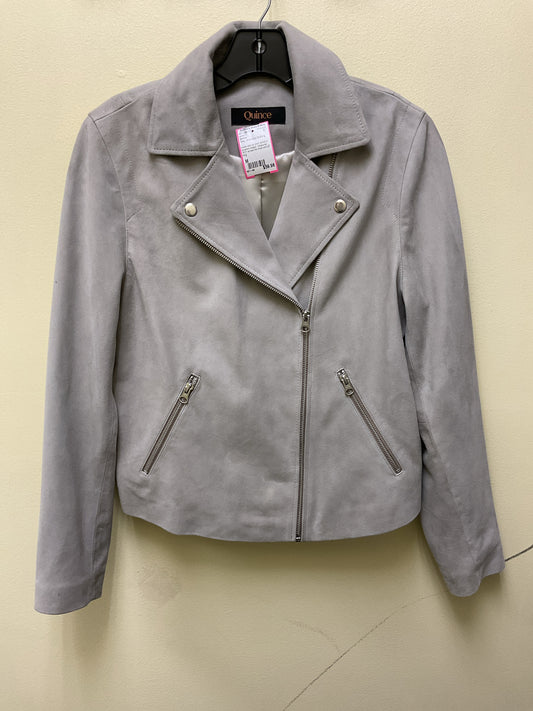 Quince Size M Gray jacket suede moto jacket