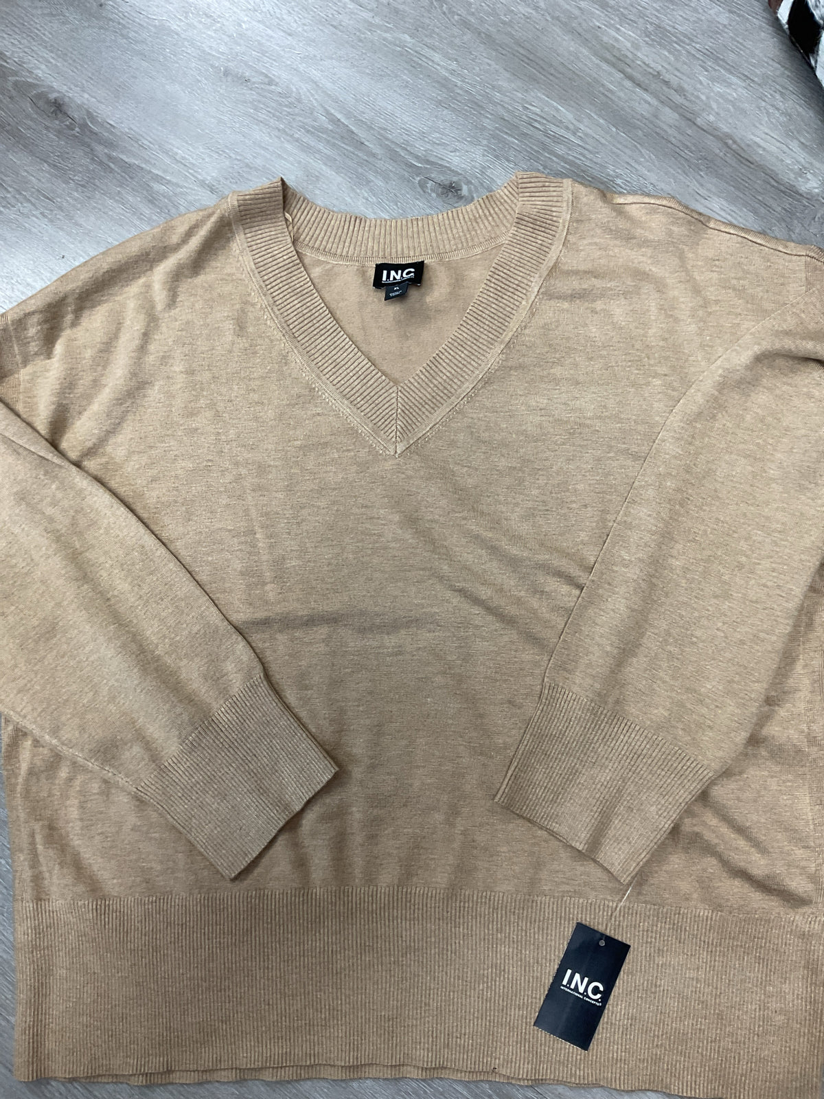 INC Size XL Warm Walnut Sweater NWT knit V neck