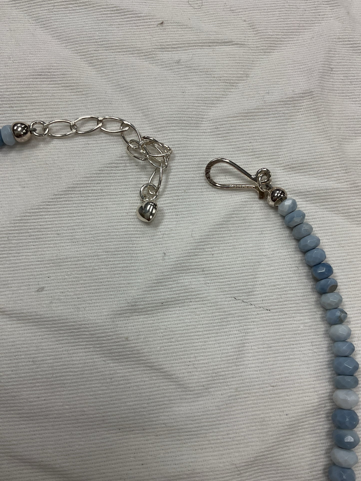Jay King Necklace shades of blue opal graduated & faceted beads Sterling chain