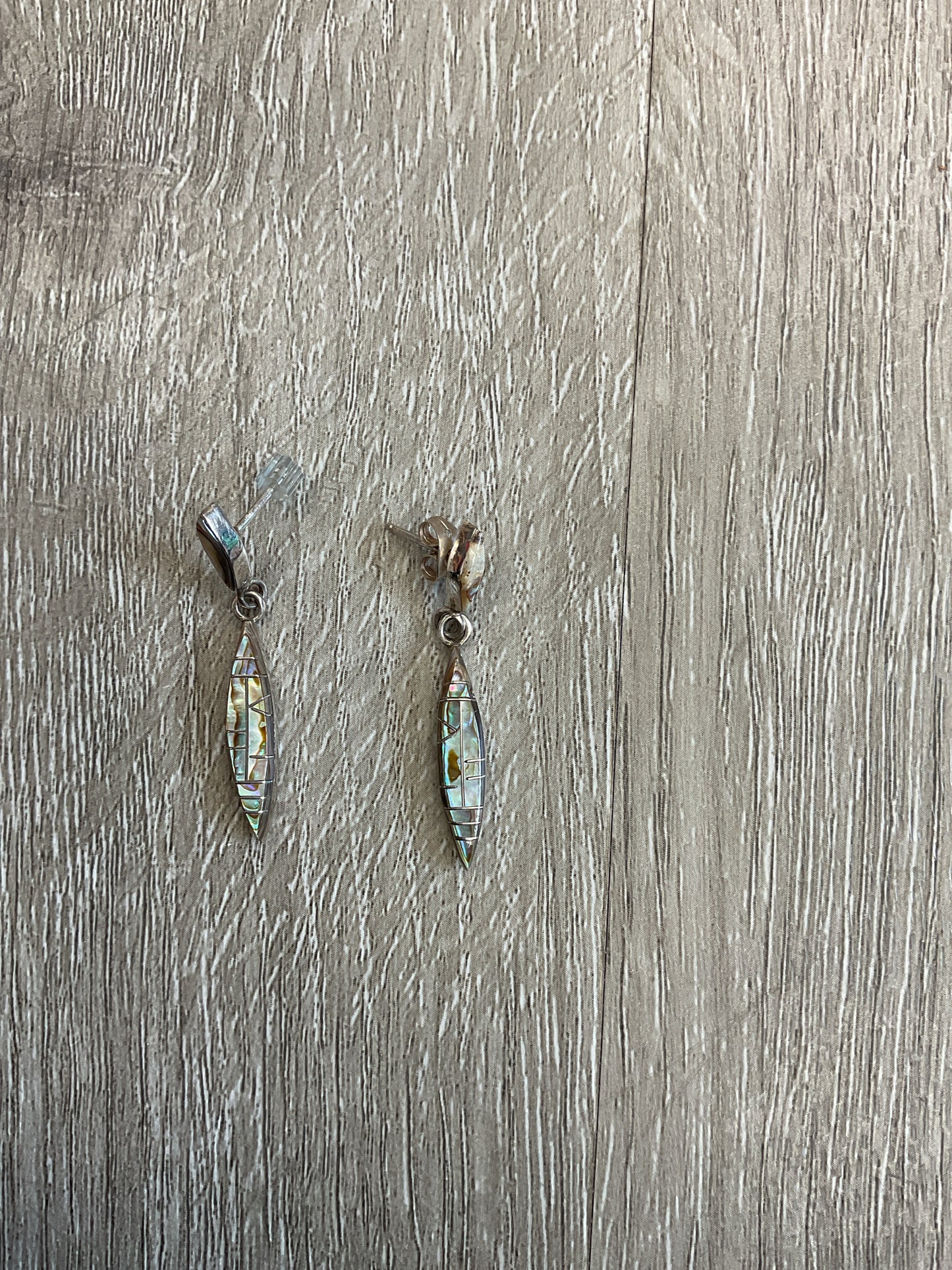925 Sterling Earrings vintage abalone inlaid