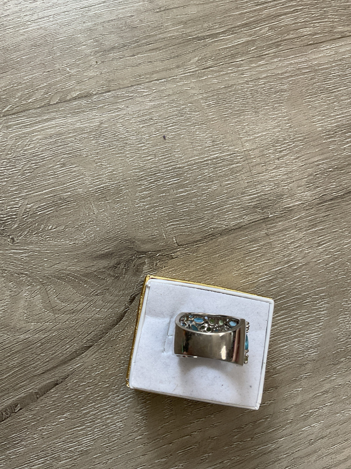 Sterling Silver Ring blue topaz and citrine gemstone 925