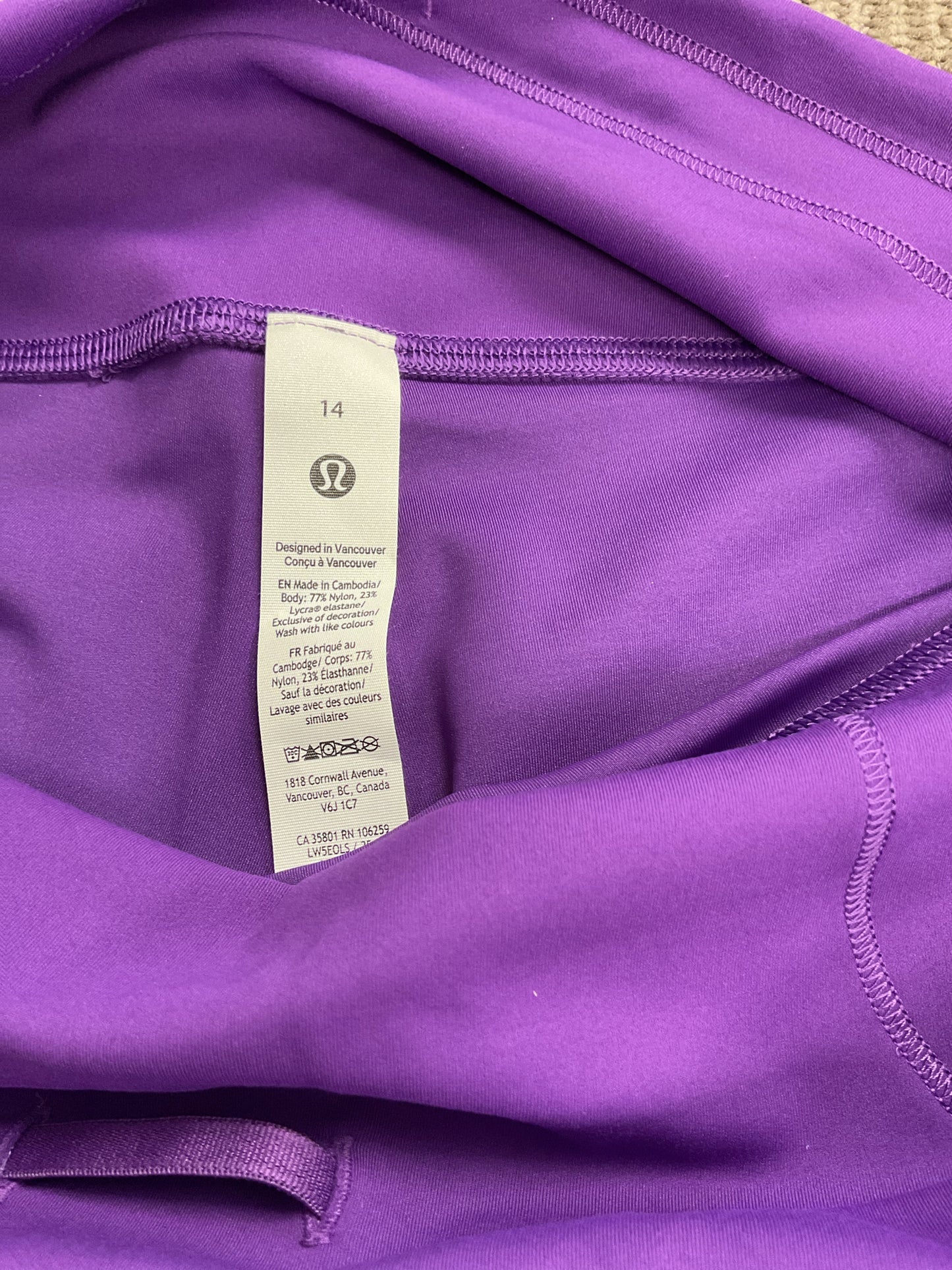 Lululemon Size 14 Purple Pants