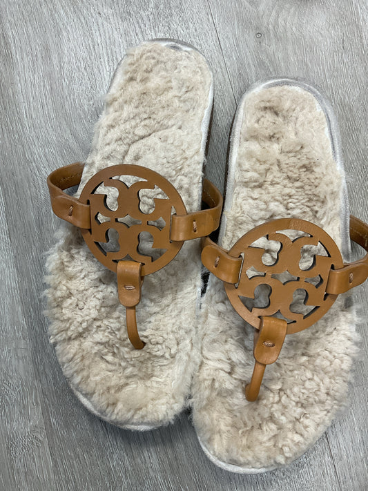 Tory Burch 9 Tan Sandals miller cloud shearling
