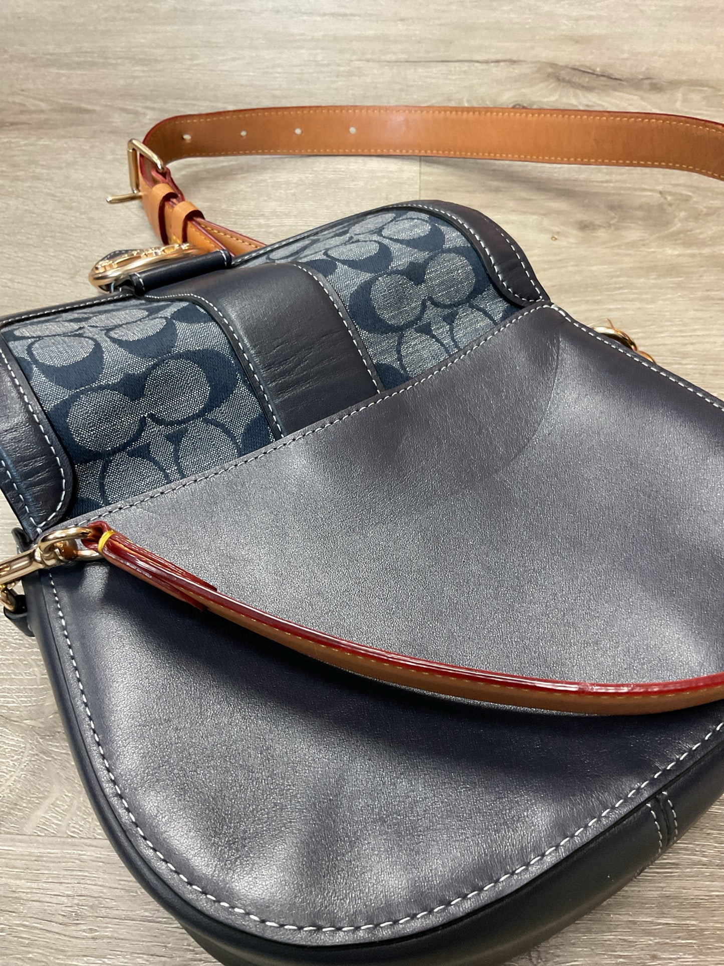 coach Purse Denim Signature Georgie Saddle Crossbody Bag C4066