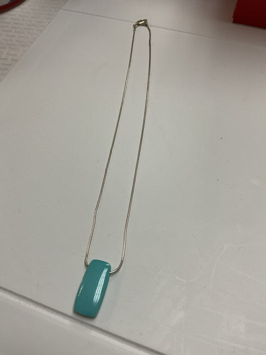 925 Sterling Necklace with sleeping beauty turquoise stone 16" chain