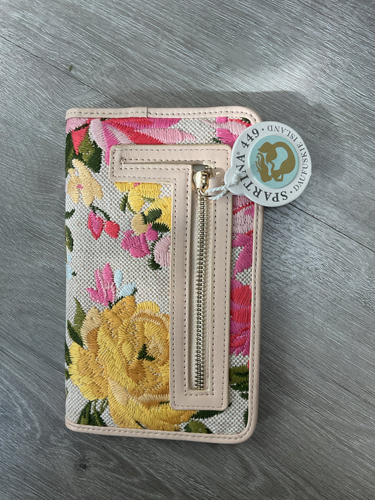 Spartina Wallet NWT oversized snap bird & flower embroidered