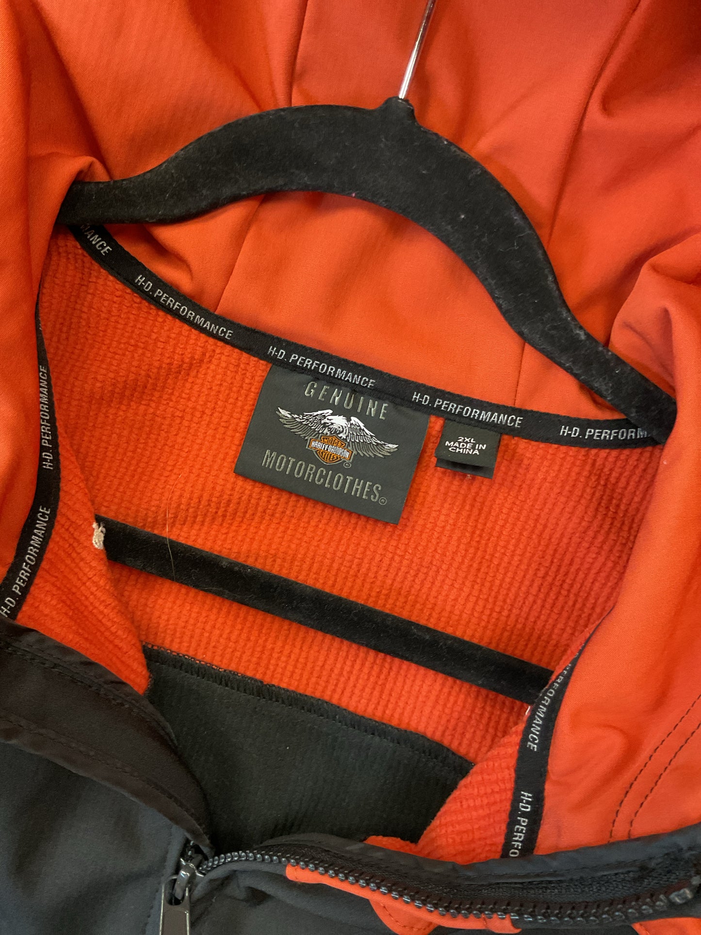 Harley Davidson Size 2X Black jacket zip orange and black nylon