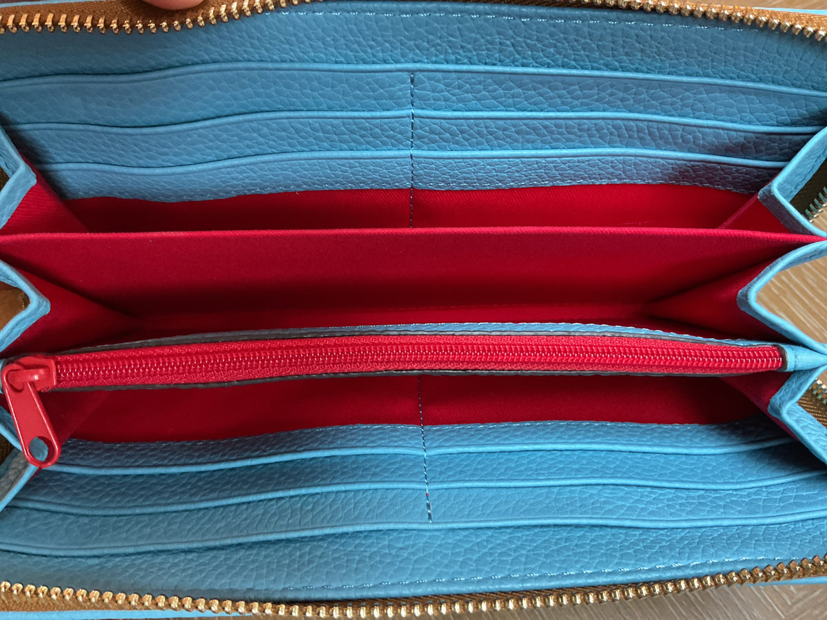 Dooney & Bourke Purse carribean blue pebbled zip around wallet crossbody