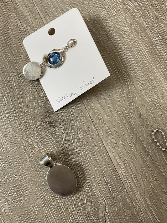 Sterling Silver Pendant blue Kyanite oval with matching earrings