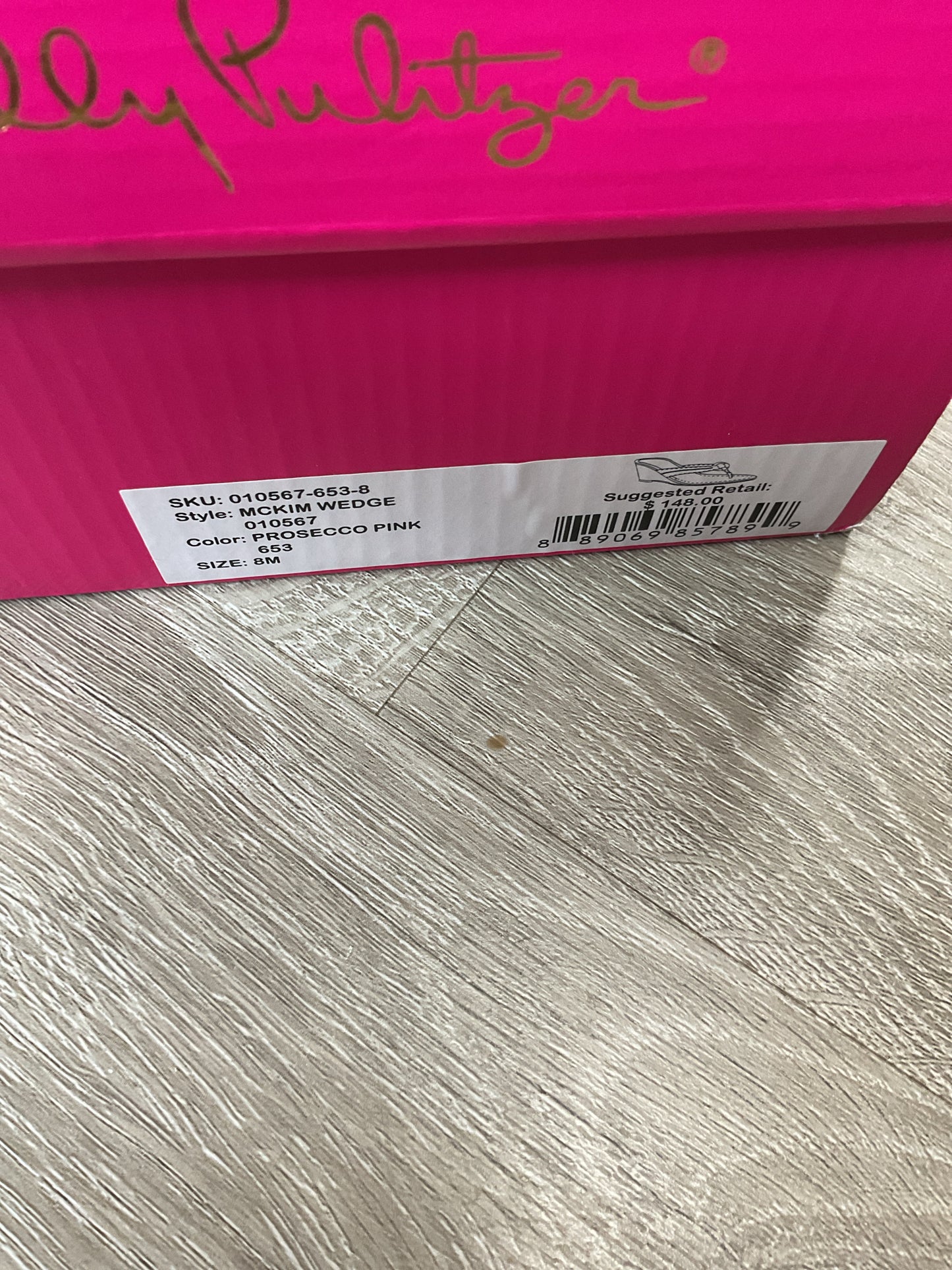 Lilly Pulitzer 8 Hot Pink Sandals wedge thong New in box Leather