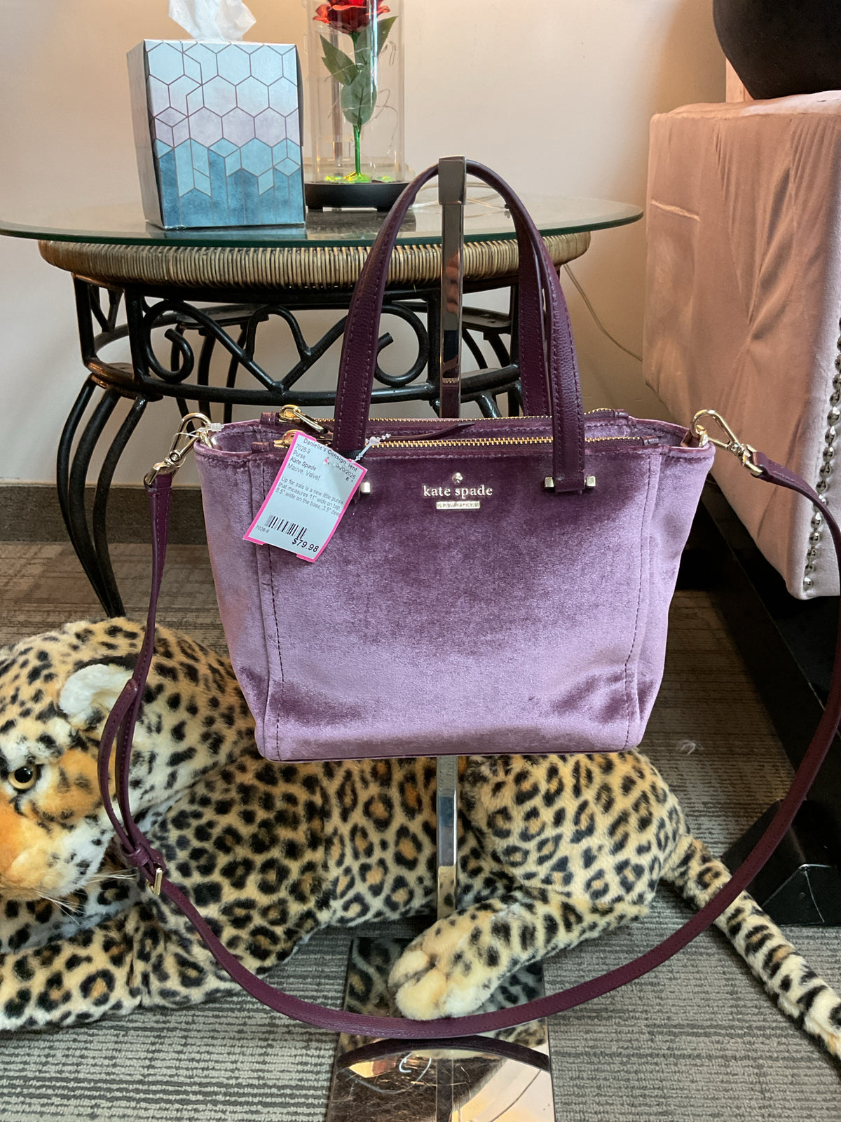 Kate Spade Purse Dawn Place Velvet Mini Kona satchel crossbody handbag