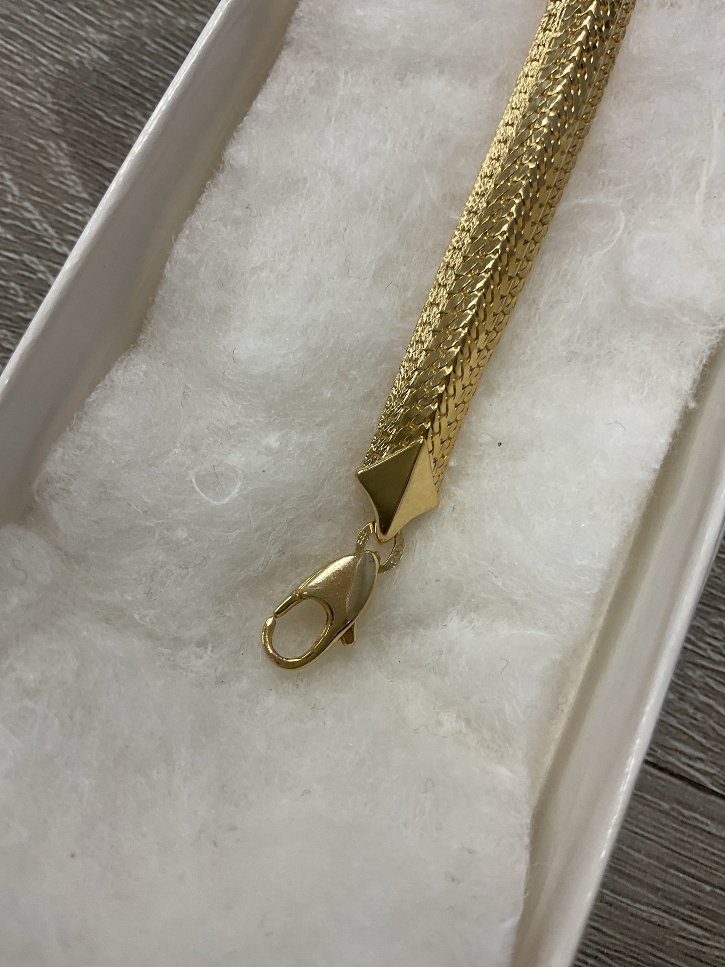 14K Bracelet 10g woven snakeskin weave herringbone