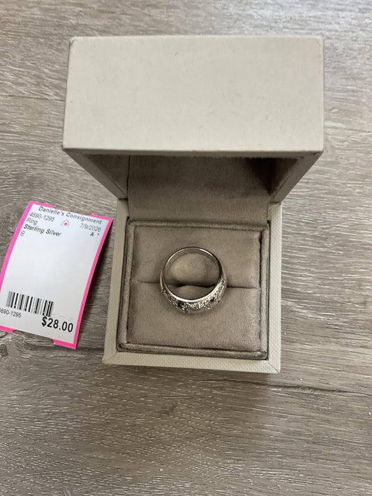 Sterling Silver Ring size 9 etched design wide band