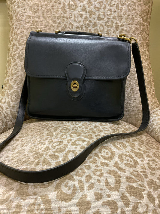 coach Purse vintage flap navy leather crossbody