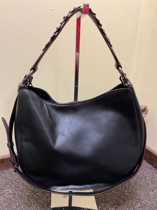 coach Purse black leather 55543 Tea Rose Nomad Hobo