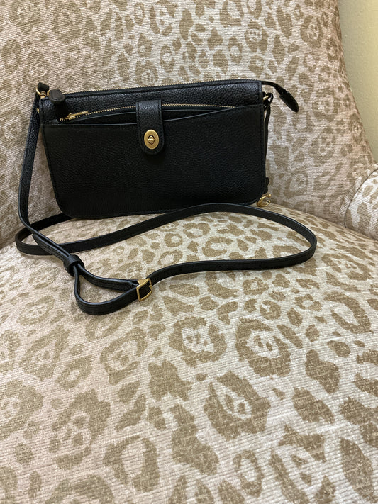 coach Purse NOA Pop Up C4816 Crossbody Clutch Bag In BLACK Pebbled Leather Brass