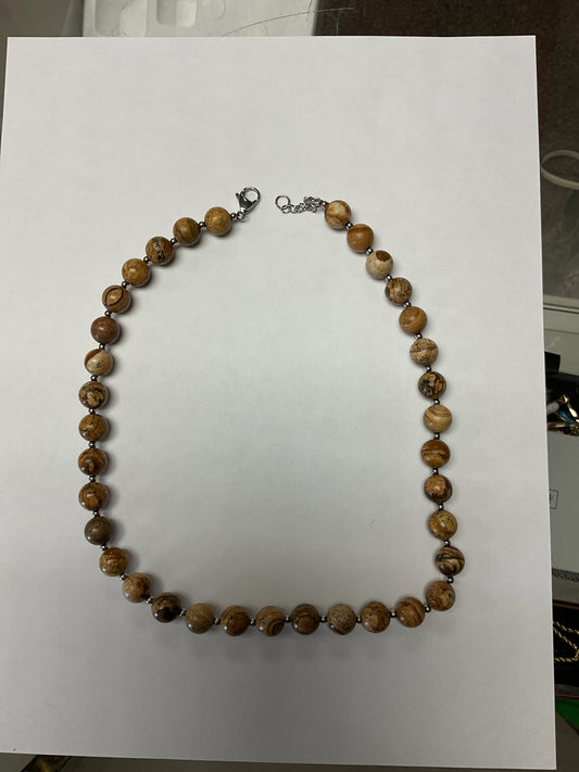 Necklace brown jasper bead 18"