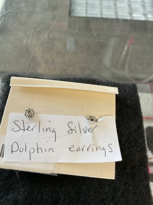 925 Sterling Earrings dolphin stud new