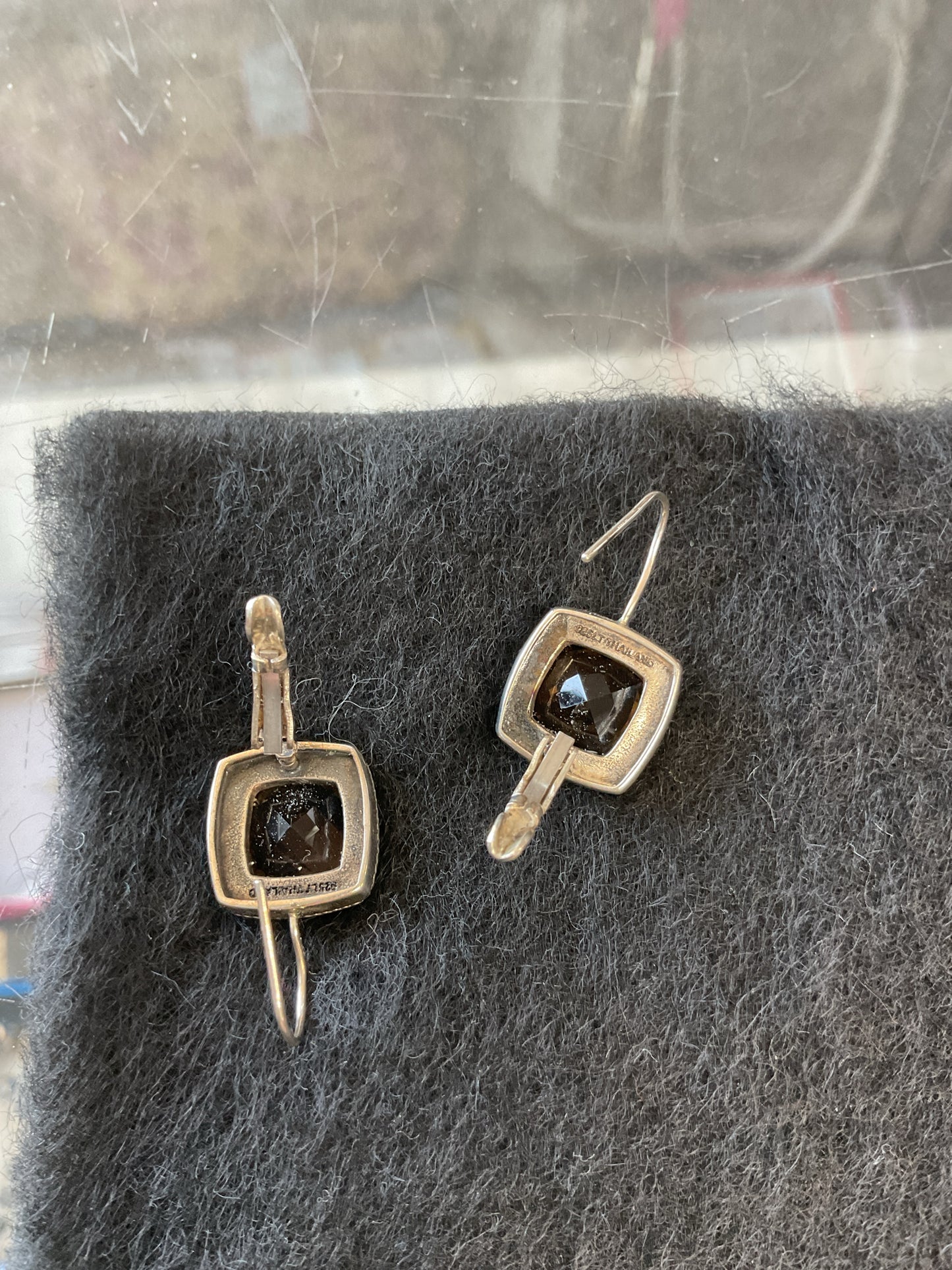925 Sterling Earrings smokey topaz dangle