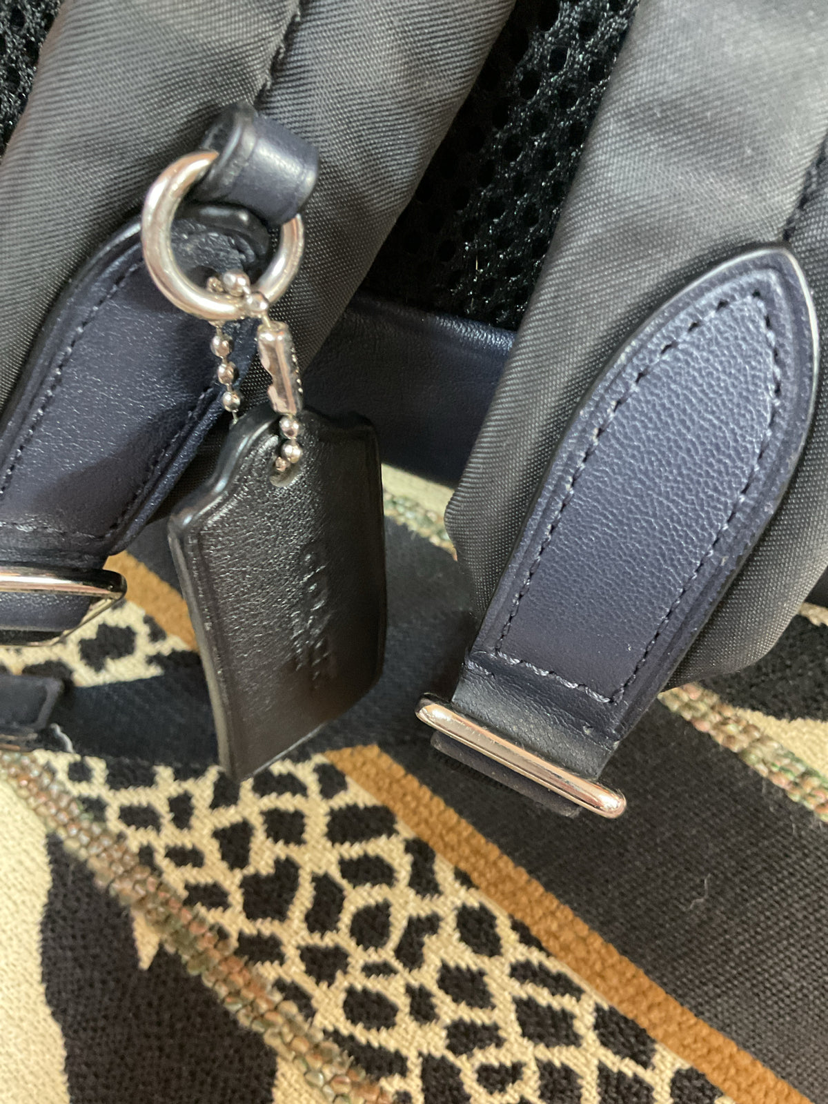 coach Backpack 91074 Charli backpack navy and white signiture