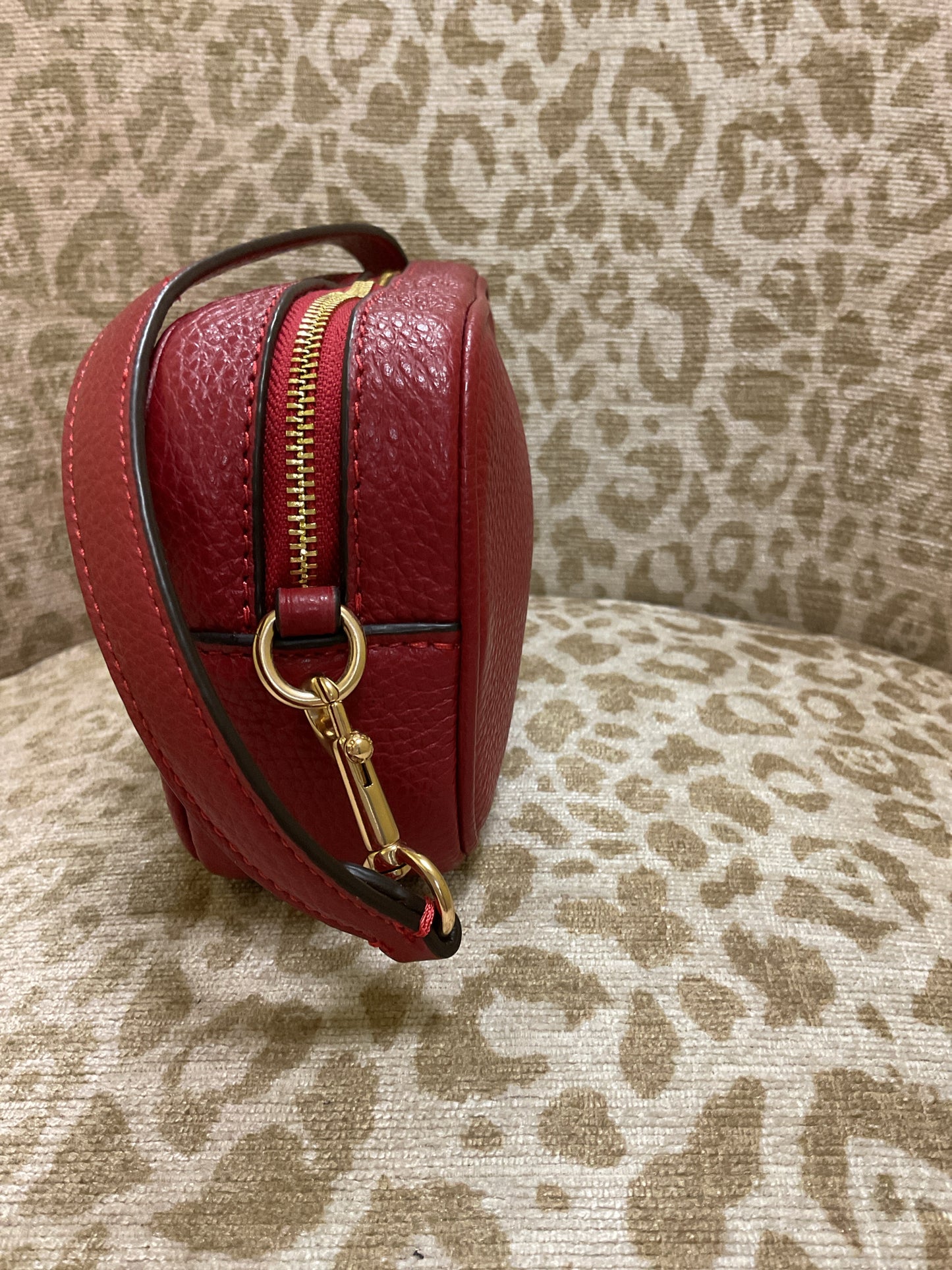 coach Purse red leather cosmetic case small