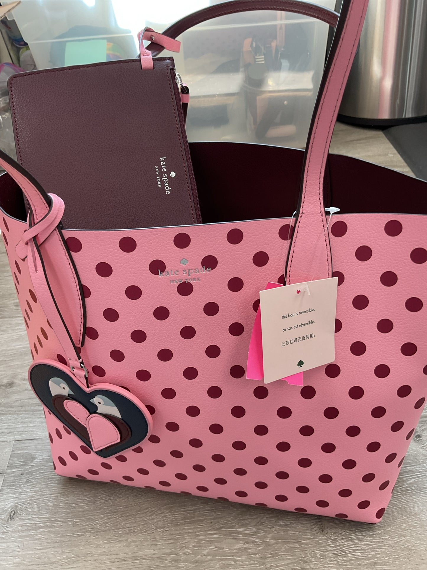 Kate Spade Purse polka dot tote medium purse NWT wtih zip pouch
