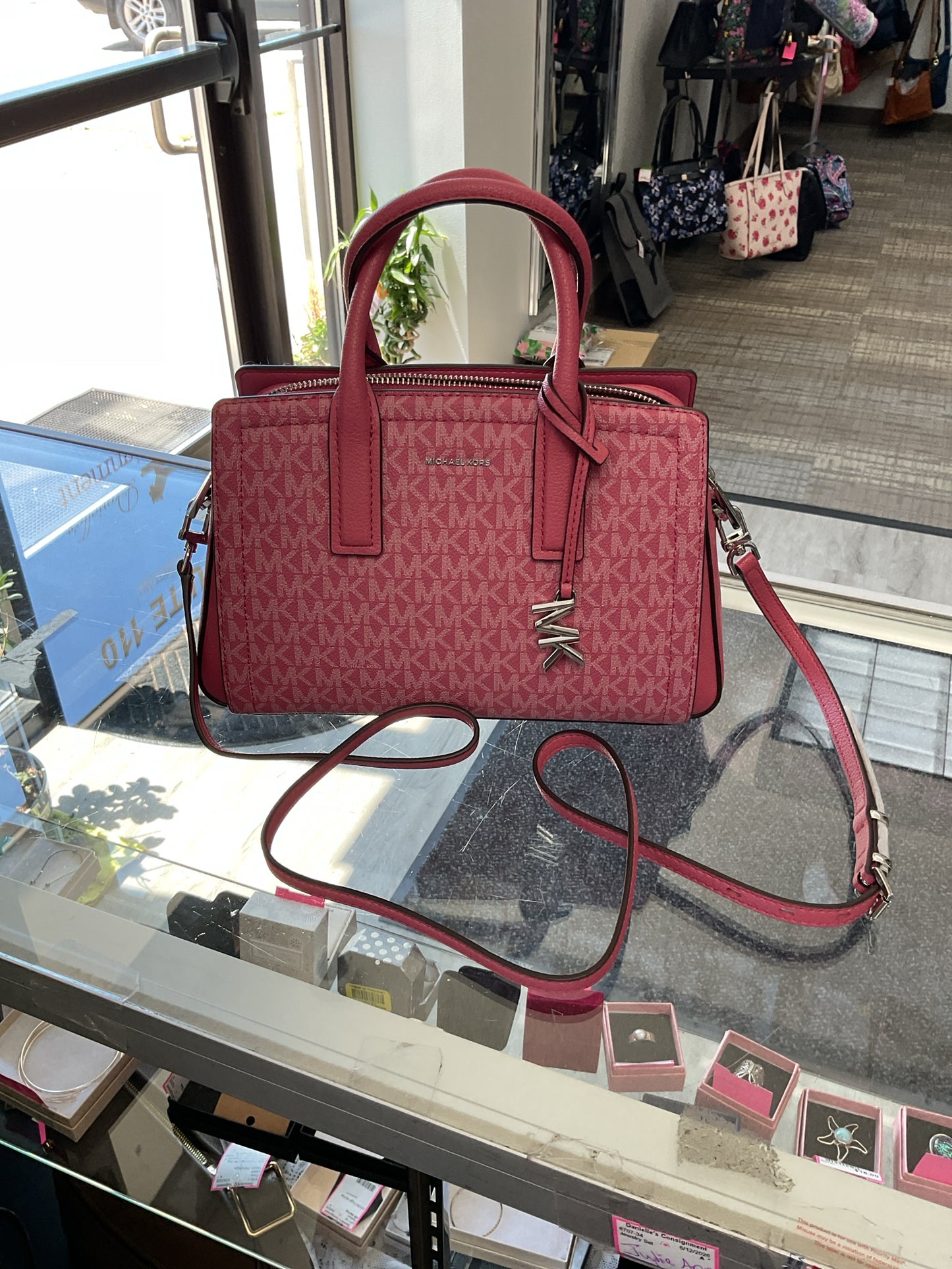 Michael Kors Purse New satchel Pink MK silver hardware crossbody