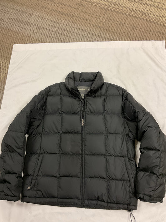 Eddie Bauer Size M Black jacket goose down toggles at bottom Men