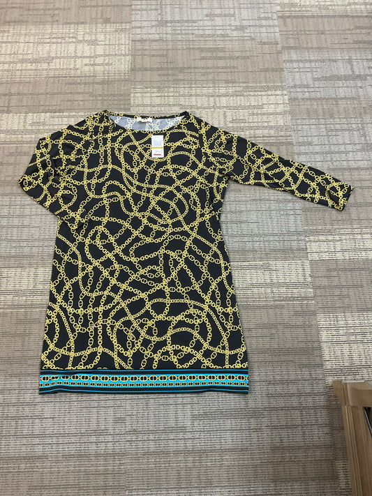 Michael Kors Size 3X Black Dress gold chain print NWT
